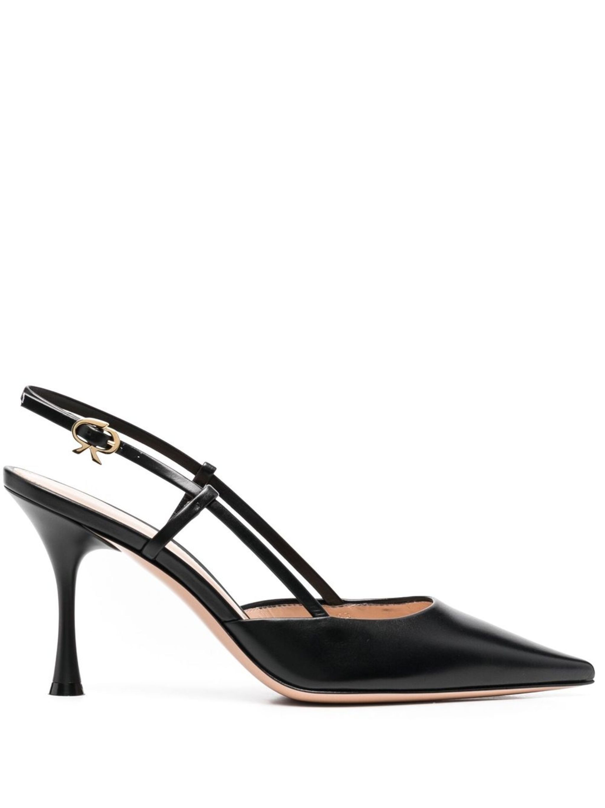 Gianvito Rossi Slingback Black Leather Vitello Calzature – Women