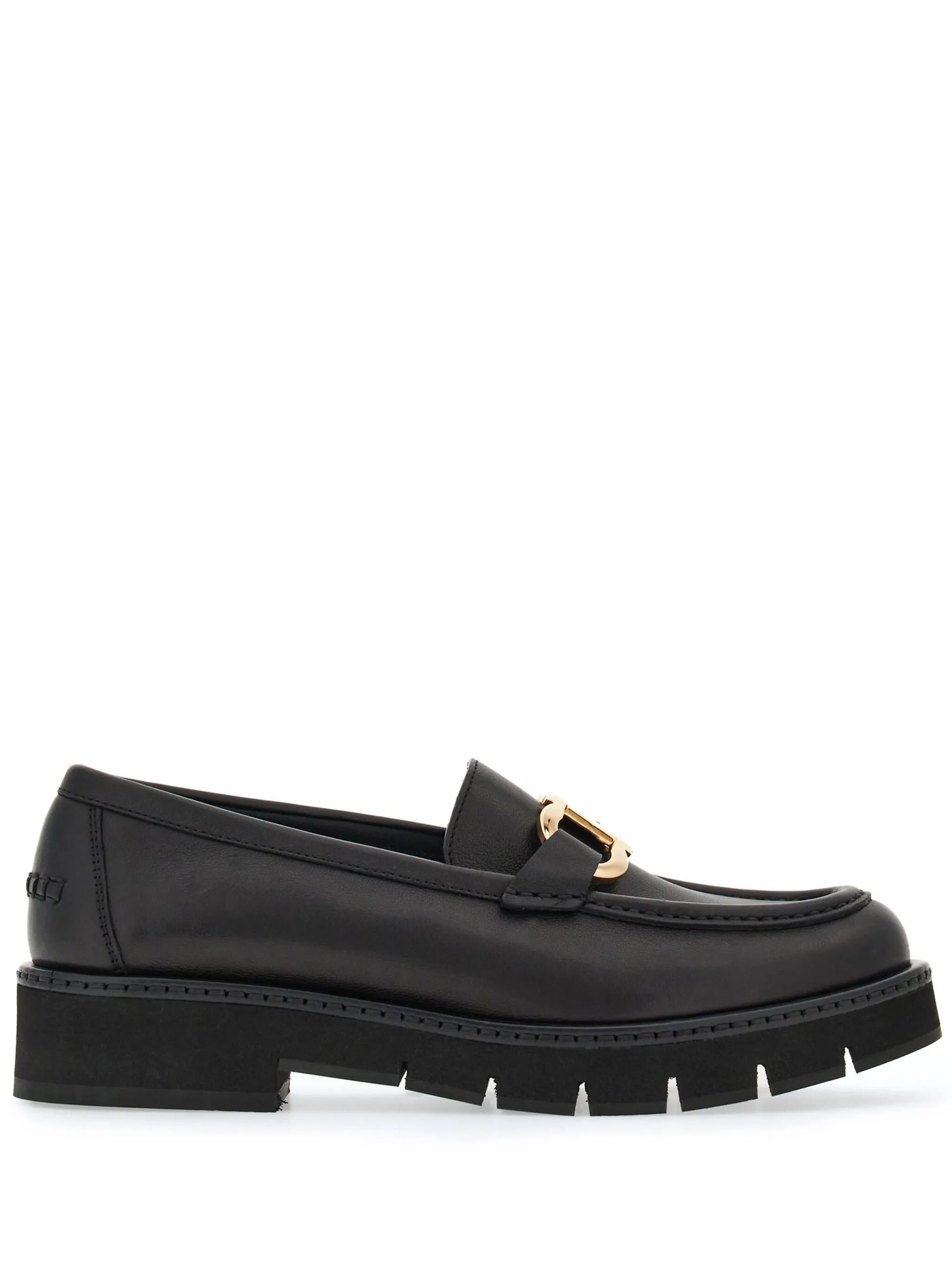 Ferragamo Maryan Lug Black Leather Calzature - Women