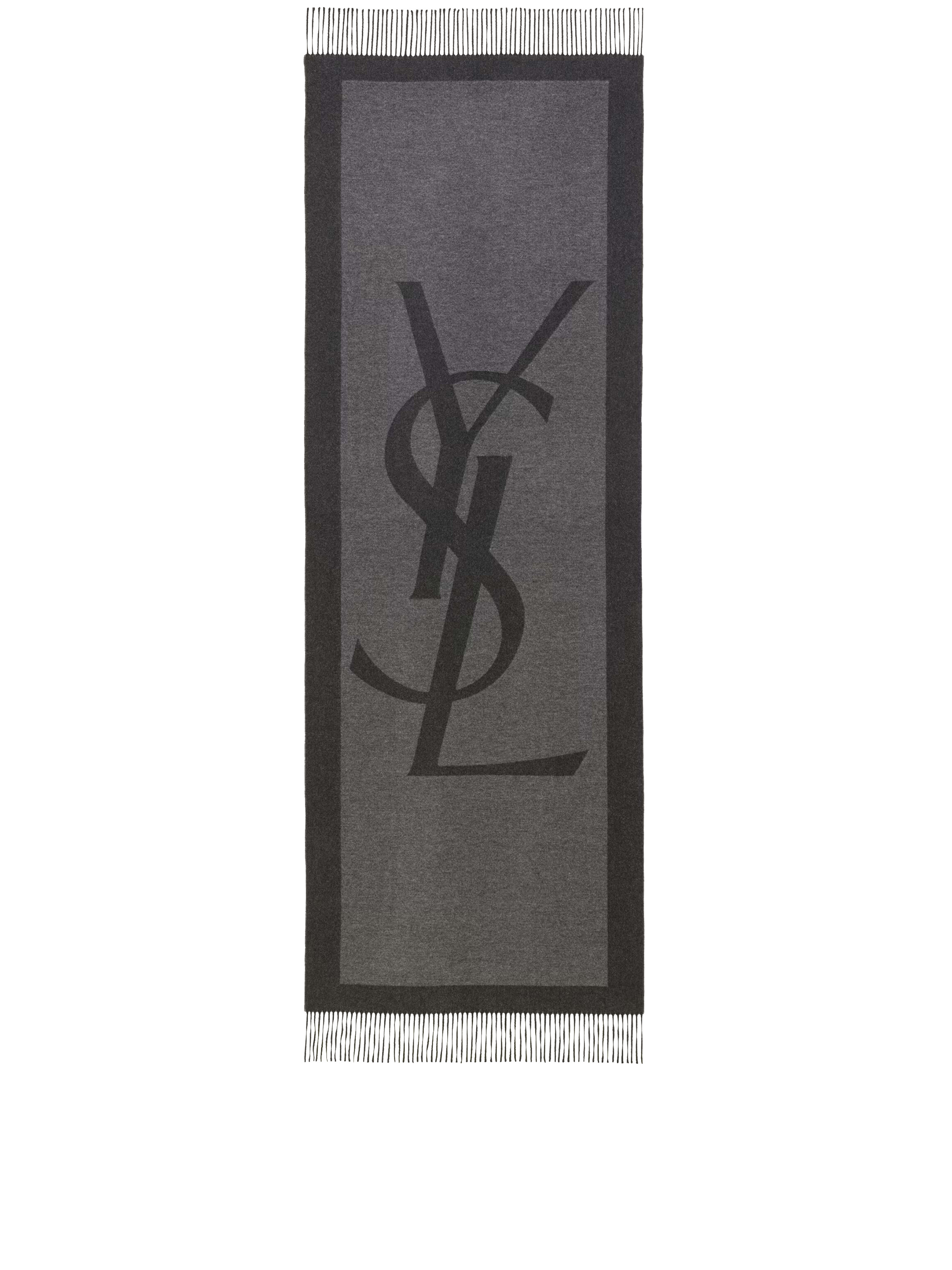 Saint Laurent Saint Laurent Sciarpa Cassandre Grey - Men　サンローラン カッサンドル グレー スカーフ - メンズ