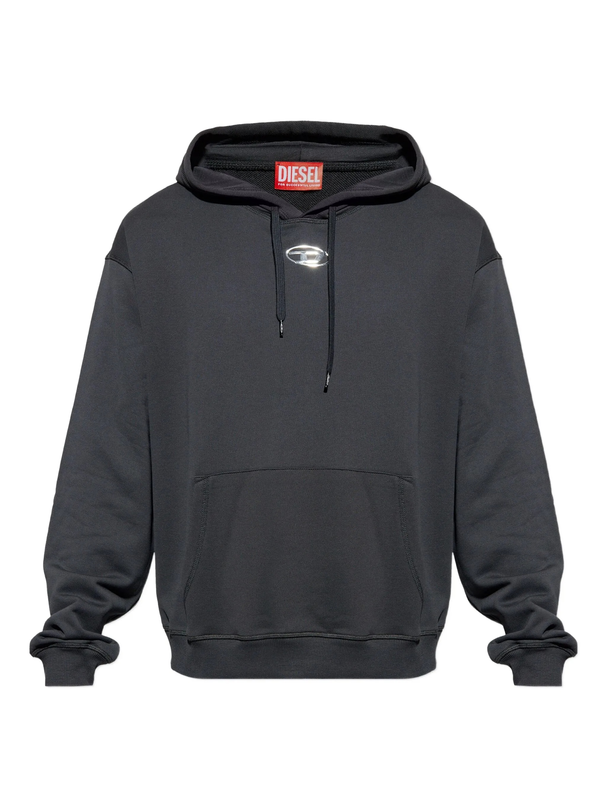 Diesel Men's Black S Norm Hood Iod Felpa