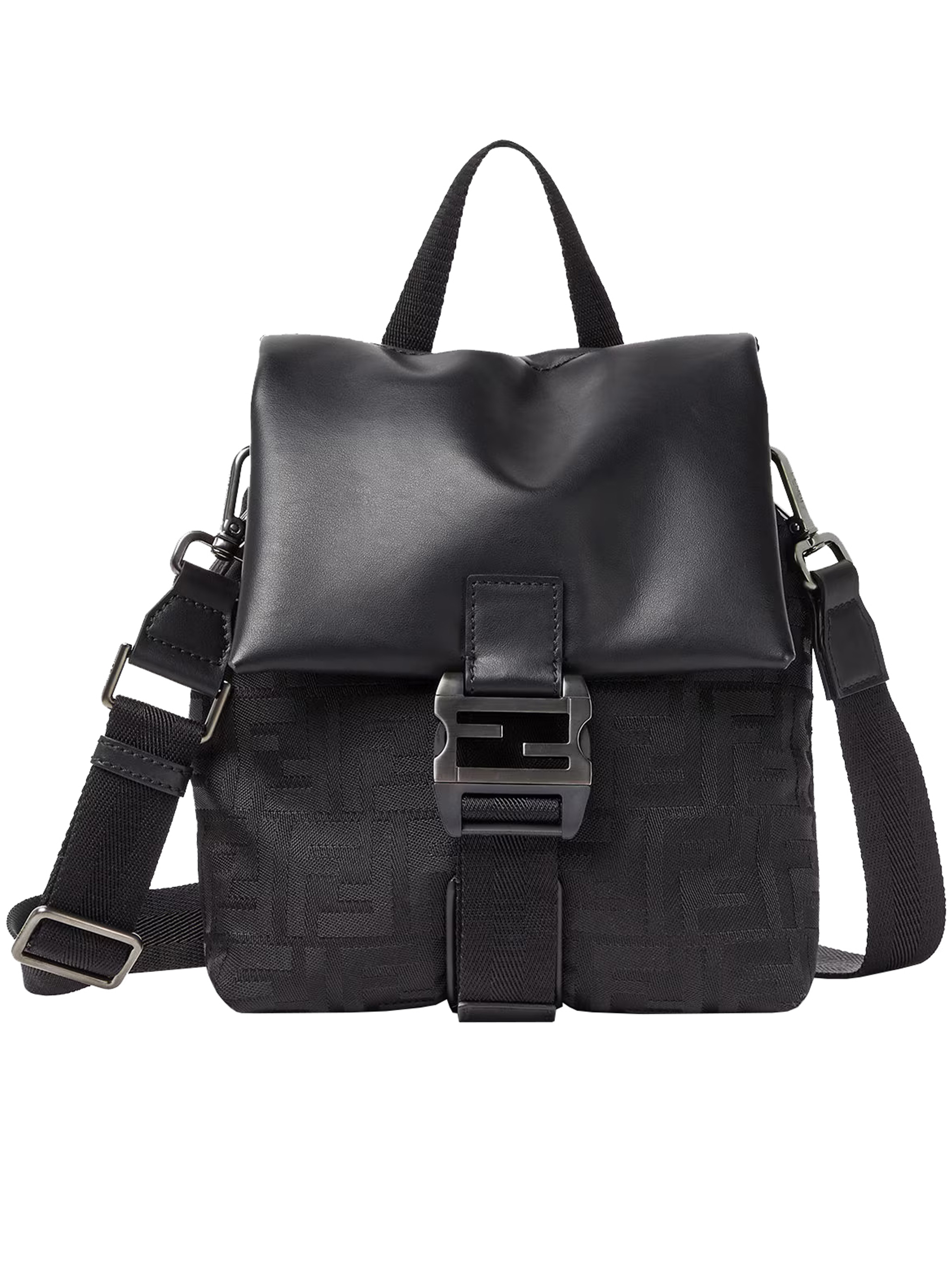 FENDI Fendi Baguette Cross Nylon Ff Vit Black Borsa - Men　フェンディ バゲット クロス ナイロン Ff ヴィット ブラック ボルサ - メンズ