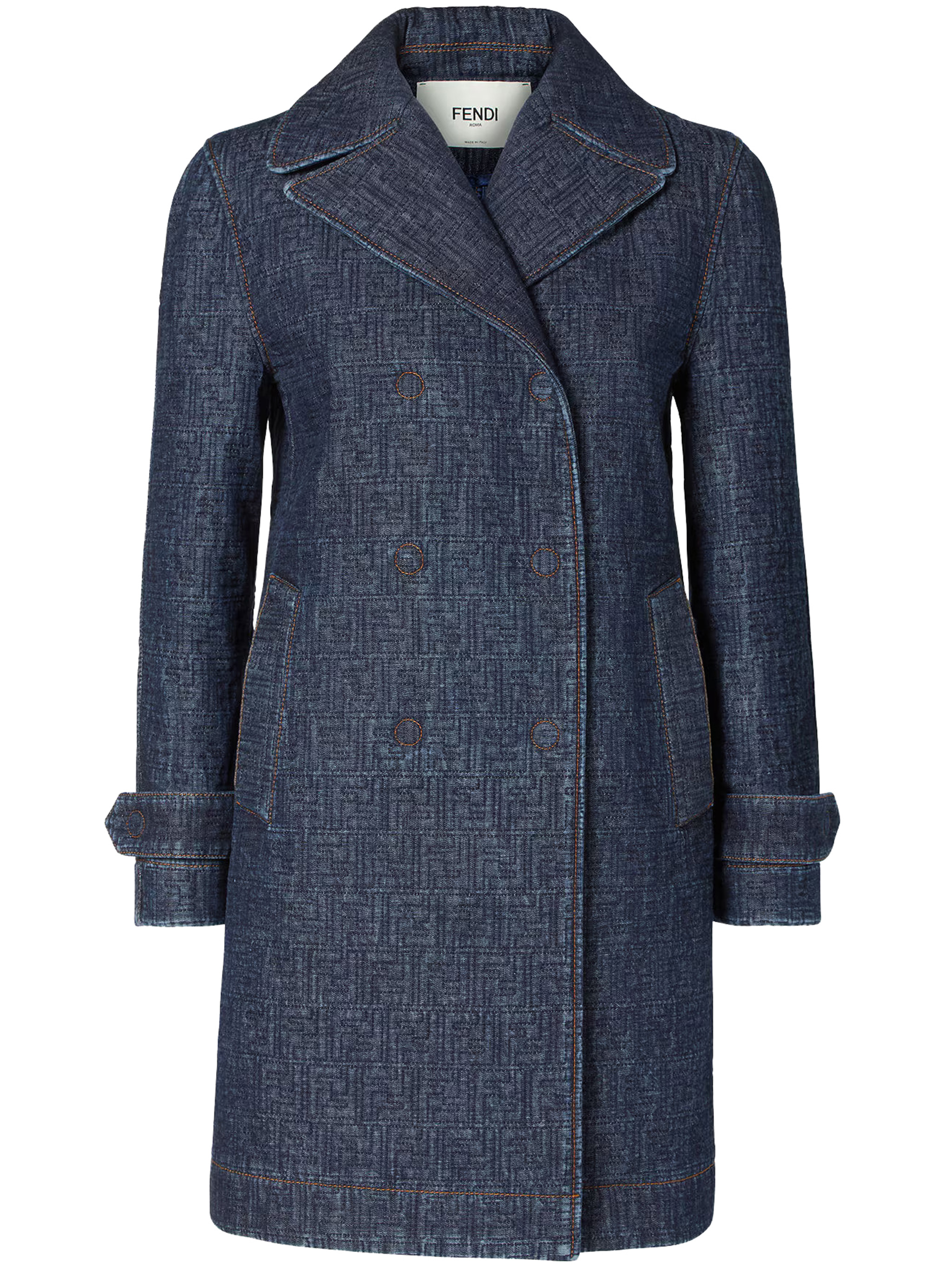 Fendi Caban Ff Padded Denim Blue Cappotto – Women