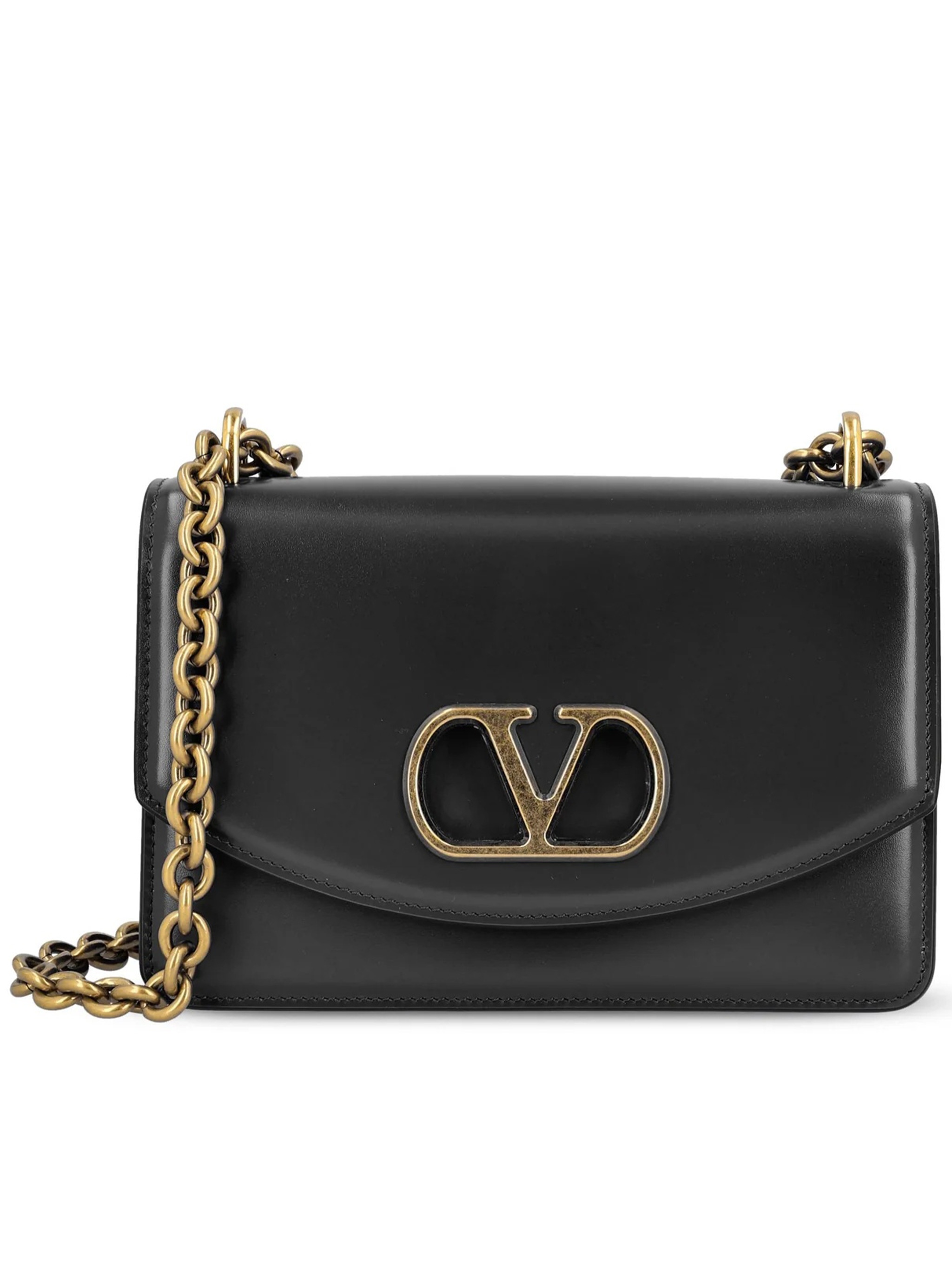 Valentino Small Shoulder Bag Vain Black Leather Borsa – Women