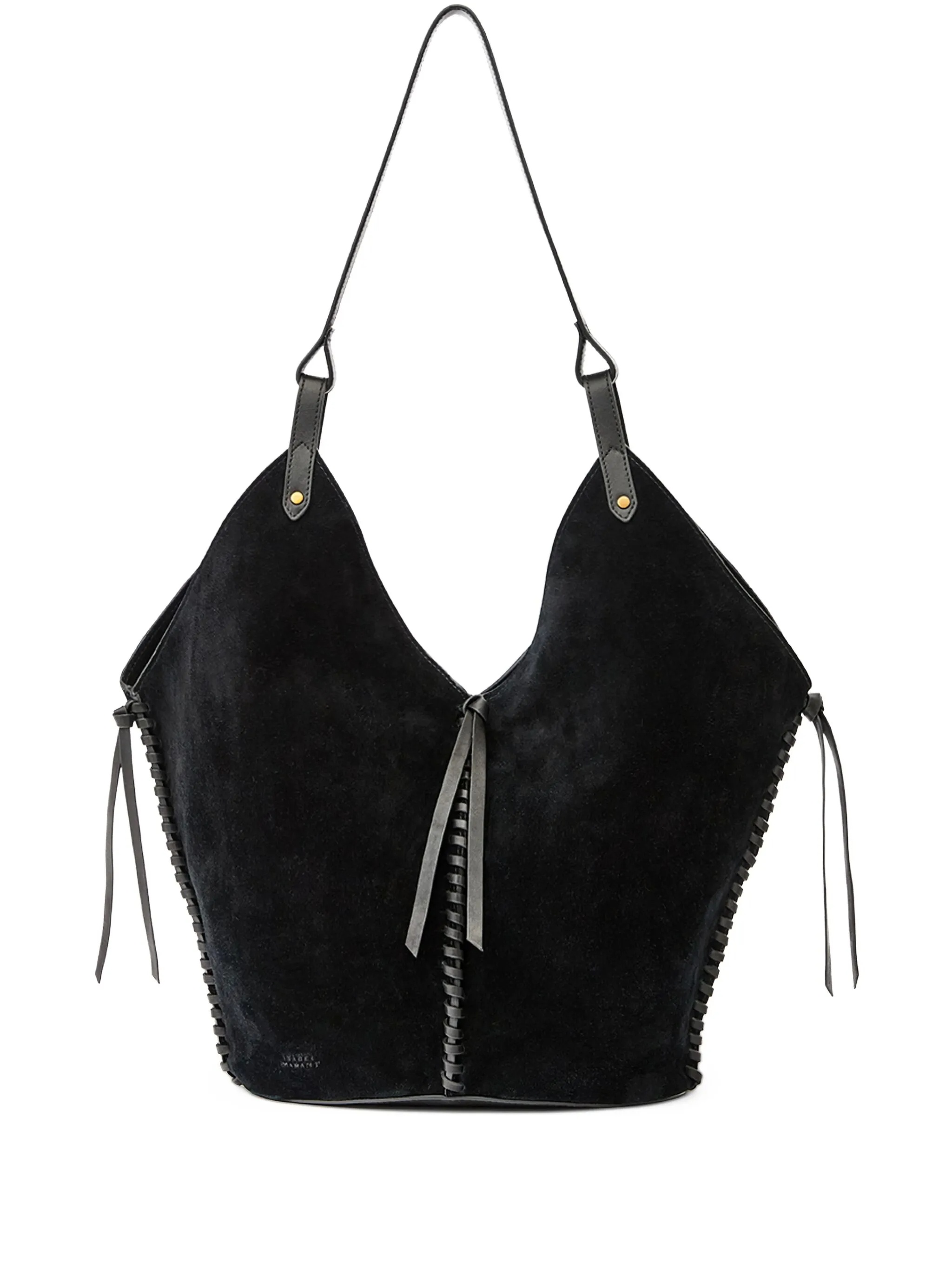 Isabel Marant Tampa Shoulder Bag Black Calf Velvet Leather Borsa – Women