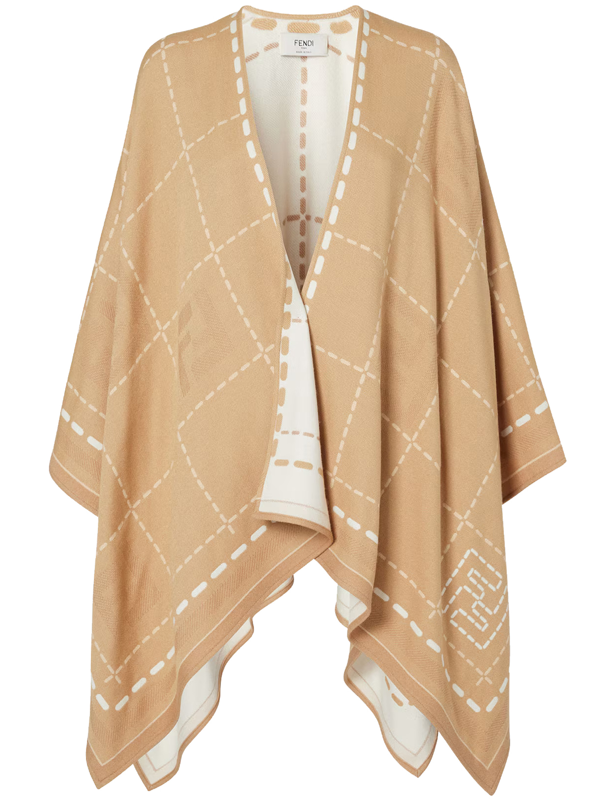 FENDI Fendi Poncho Macro Check Se Brown Sciarpa - Women　フェンディ ポンチョ マクロ チェック SE ブラウン シャルパ - レディース